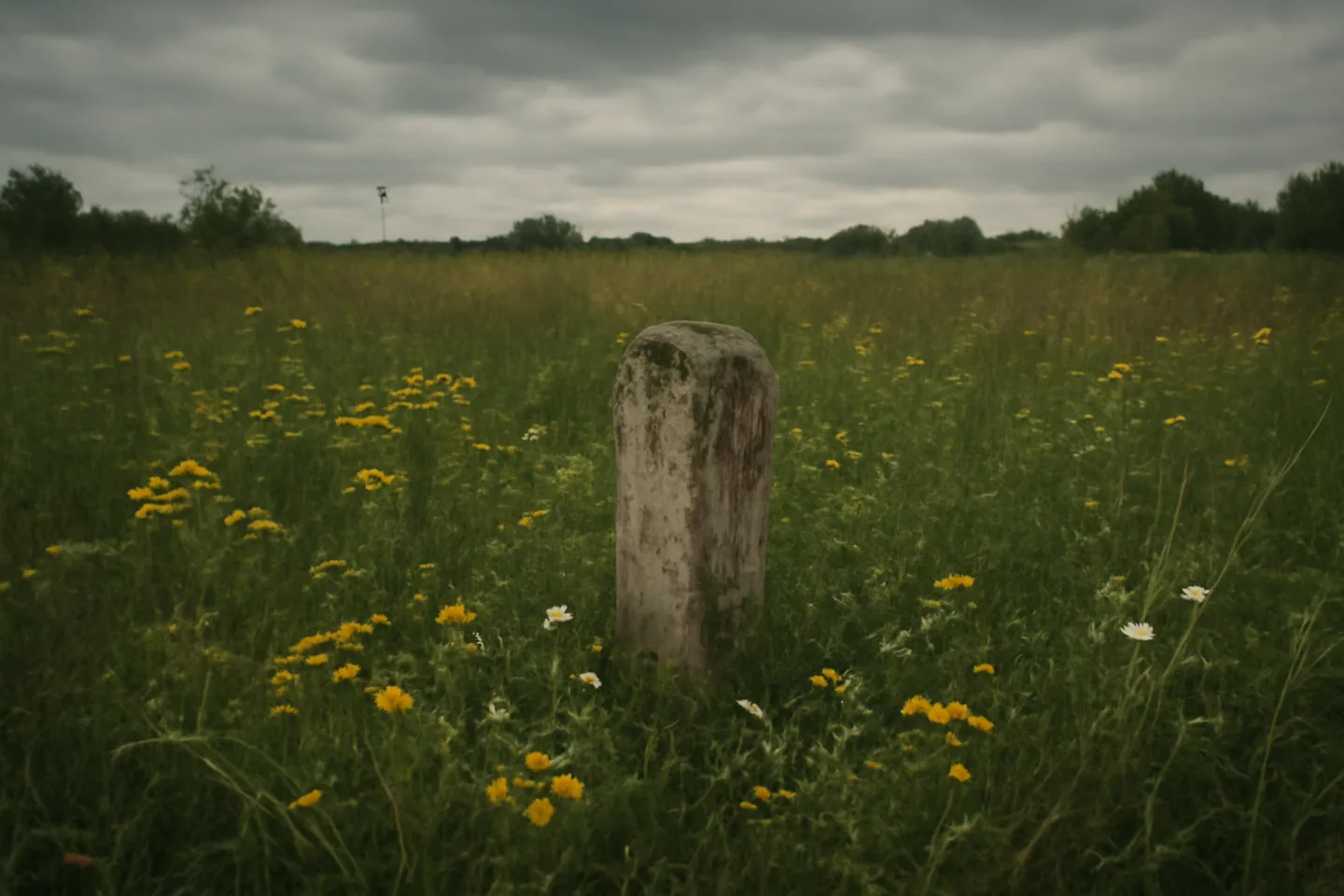 Overgrown inherited land parcel with boundary marker