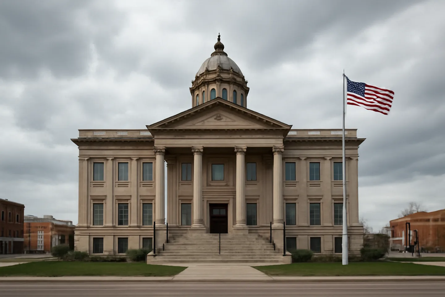County courthouse exterior in a small town