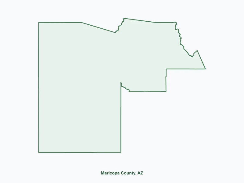 Map of Maricopa County, AZ showing major cities