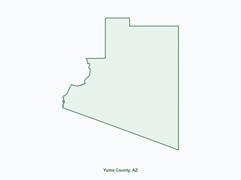 Map of Yuma County, AZ showing major cities